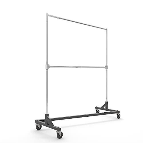 Econoco Brand Commercial Rolling Z-Rack with Add-On Hang Bar - Black Base - color: Black, style: Z Rack with Add On Hang Bar