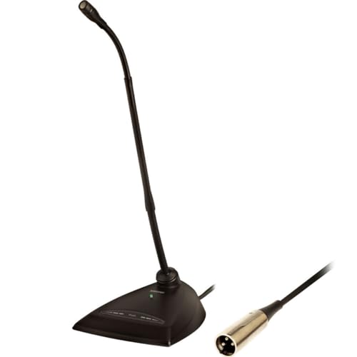 Shure MX412D/C Cardioid Condenser Microphone, 12 Gooseneck, Desktop Base with 10' Cable, Logic Functions, Programmable Switch, LED Indicator, Snap-Fit Foam Windscreen | 12-inch cardioid gooseneck with programmable switch and LED for conferences, speeches
