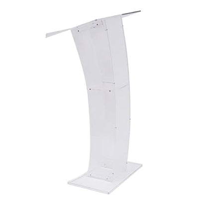 Acrylic Podium 23.62 x 15.74 Inch Transparent Podium Stand Clear Church Lectern Portable Detachable School Lectern for Speeches, Opening Ceremonies Reception Event (23.62 x 15.74 Arcuate, inches)