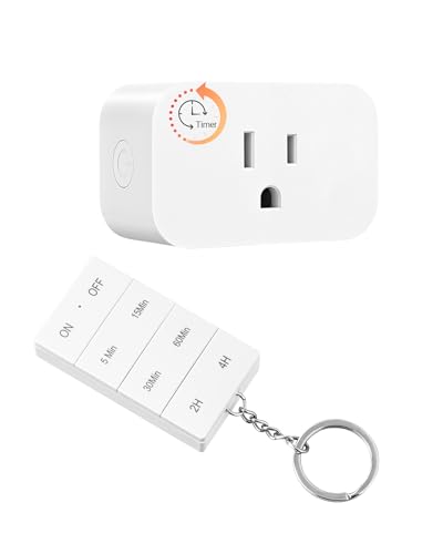 DEWNEWILS Remote Control Outlet with Timer | 100FT Wireless Control Range, 15A/1875W, Indoor Remote Outlet Switch for Lights/Fans, Floor Lamps, Bedside Lamps - style: 1 remote + 1 outlet with Timer