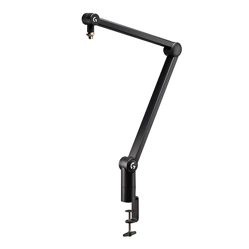 Logitech G Compass Premium Broadcast Boom Arm - Black | Desktop clamp, built-in cable management, premium broadcast, for recording, gaming, streaming