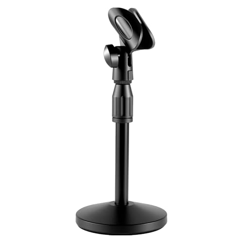 Desktop Microphone Stand Height and Angle Adjustable for Diameter Max 1.77" Desk Mic Stand Holder, Table Microphone Holder Hold Up to 3.3Lbs Suitable for Podiums, Meeting Rooms, etc - size: Small-Universal