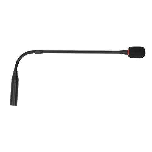 Dynamic Microphone, 3 Pin Straight Plug Quick Mounted Corded Voice Condenser Microphone, 18in Aluminum Alloy Commercial Audio Desktop Paging Microphone for Conference