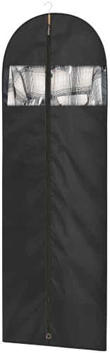 Dress Bags for Gowns, 72" Long Garment Bags for Hanging Clothes, Foldable Dress Cover with Clear Window, Ideal for Wedding Dresses, Floor-Length Gowns & Max Coats (Black, 1 Pack) - size: 72''- 1 Pack