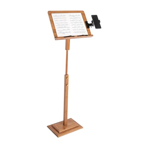 Sheet Music Stand & Desktop Book Stand with Phone Holder, Rotatable Music Book Holder Stand,Wooden Portable Sheet Music Table Stand Height Adjustable from 39.4-51.2in with Book Stand Support - color: 39.4-51.2in