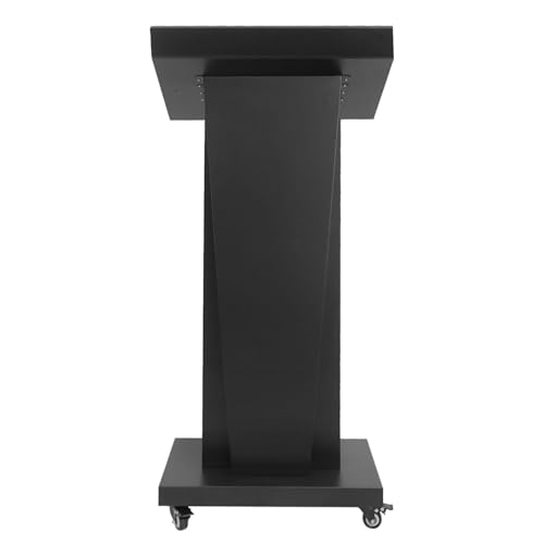 Podium Stand with 4 Locking Wheels, Lecterns & Podiums for Church School Office Conference Home, Heavy Duty Metal, Large Storage Area, Slant Desktop, 50.4" H - color: Executive Angled Metal - Black