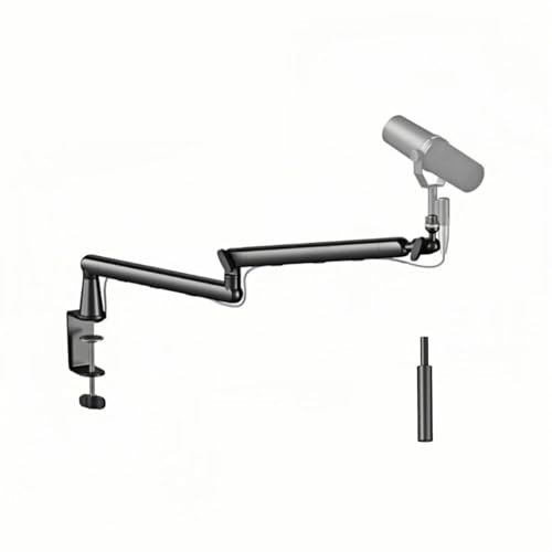Microphone Arm Desk Adjustable Boom Stand, Black - color: Black