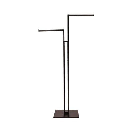 SSWBasics Black 2-Way Adjustable Clothing Rack with Straight Arms and Chrome Accents - Adjustable From 48" to 72" - Great for Retail, Restaurants, and Home Storage