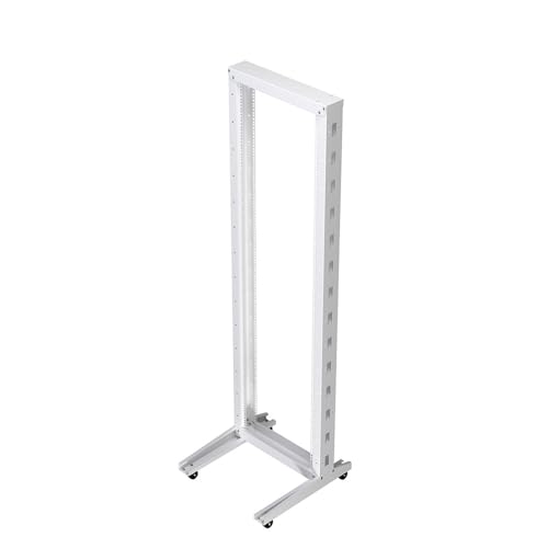 NavePoint 42U 2 Post Rack Open Frame Server Rack for 19 Inch Equipment, AV, Networking, Data & IT Devices, 2-Post Rack 42U with Wheels, 661lbs Weight Capacity, White - color: White, size: 42U