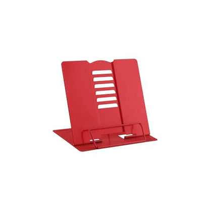 MSDADA Small Desk Book Stand Metal Reading Rest Book Holder Adjustable Cookbook Documents Holder Portable Sturdy Bookstands for Recipes Textbooks Tablet Music Books(Red) - color: Red