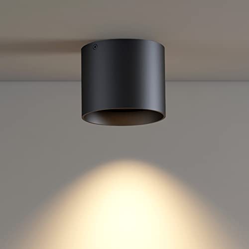 Ceiling Light Fixture, Flush Mount Ceiling Lights LED Dimmable Cylinder Ceiling Light Spot Light for Living Room Hallway Kitchen Dining Room Foyer 3000K 14.5W (Black) - color: Black 1pack