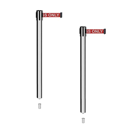 Montour Line MX630SK Retractable Belt Barrier Stanchions, Set of 2 - color: Red with "AUTHORIZED ACCESS ONLY" White Letters, size: 7.5 ft