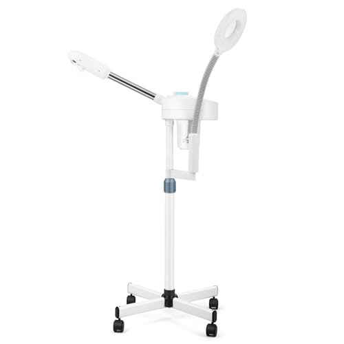 Artist hand Professional Facial Steamer with 5X LED Magnifying Lamp 2 in 1 | Esthetician Face Steamer for Facial Deep Cleansing, Facial Machine Fast Heat Moisturizing for Beauty Salon Spa Home Use - size: White Hot Only & Magnifire Lamp