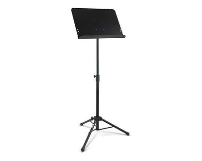 On-Stage SM7211B Professional-Grade Folding Orchestral Sheet-Music Stand (Portable, Folding, Nonslip Rubber Feet, Adjustable Height and Bookplate, Black)