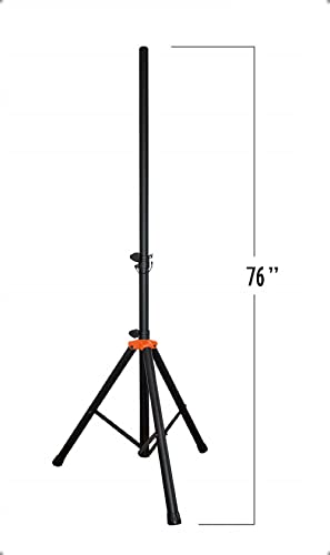 VOYZ Aluminum Tripod Stand for Speaker - Made with Heavy Duty Durable Lightweight Metal - Adjustable Height 38" to 74" - Safety PIN and Screw Locks - 150 lbs Capacity - Metal Brace (VZ-636)