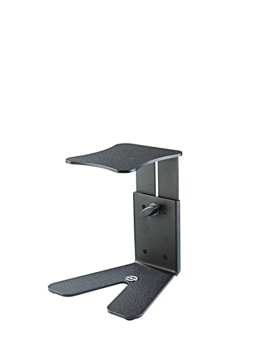 K&M Konig & Meyer 26772.000.56 Table Monitor/Speaker Stand | Solid Stable V Shape Level Base | Height Adjust | Secure Safety Pin | Non-Slip/Vibration Rubber Pads | Steel | German Made | Black - style: Support Area Small