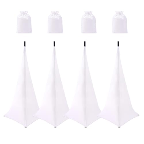 4 Pack Speaker Stand Cover Tripod Scrim, DJ Speaker Stand Scrim Tripod Cover with 360 Degree Coverage (White-Four Pack) - color: White-Four Pack