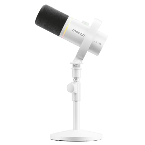 MAONO PD200W Hybrid Wireless Podcast Microphone for PC, Dynamic XLR USB Mic - color: White
