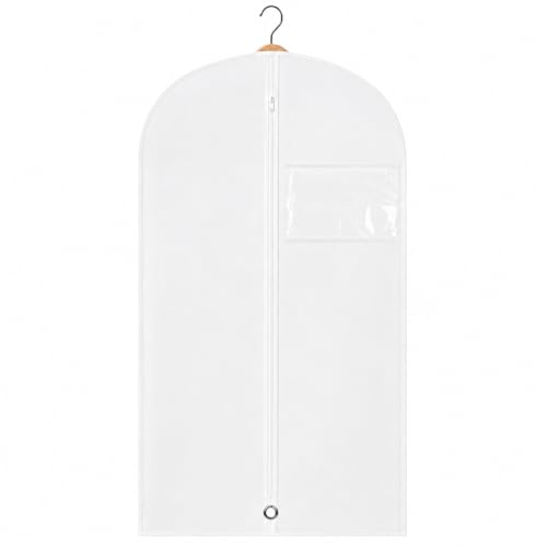 Kids Garment Bag with Clear Window, Hanging Clothes Storage Cover for Dresses, Suits & Dance Costumes, Breathable Travel Bag for Baby Toddler Child, 30" x 18", White, Pack of 1 - color: White