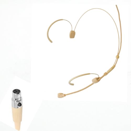 1 Pack Earhook Microphone Headset Headworn Earset Over Ear Hanging Mic Compatible with Shure Wireless Transmitter for Lectures, Live Performance, Theater, Podcasts – Beige