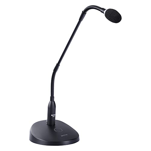 BOYA 18" Gooseneck Condenser Microphone with Desktop Base, LED Indicator - Podium Microphone for Conference Meeting Video Live Streaming Lecture Speech Podcast (XLR Interface BY-GM18CB) - size: BY-GM18CB
