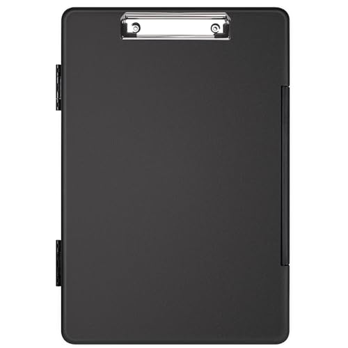 Legal Size 8.5 x 14'' Clipboard with Storage, Black | Size 15 x 10 x 1.2'', Black High Capacity Clip Board for Lawers, Folio & Side-Opening, Office & School Supply