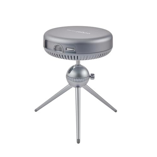 iSpace2 Smart Mini Projector, 1080P Portable Projector with WiFi and Bluetooth, 360° Bluetooth Speaker, Tripod Included, Android 9.0 Rechargeable Pocket Projector for Outdoors Indoor Use (Gray) - color: Gray