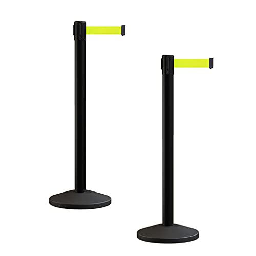 Crowd Control Warehouse RBB-100 Retractable Belt Stanchion Barriers, 2 Pack - color: Fluorescent Yellow, size: 7.5 Foot
