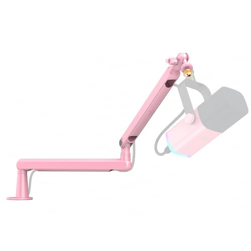 FIFINE BM88P Low Profile Metal Microphone Boom Arm for Gaming Streaming - color: Pink