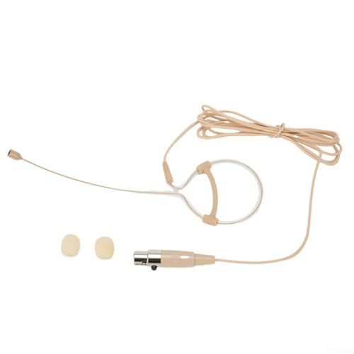 Beige Single Earhook Headset Mic Headworn Microphone 3.5mm 3 Pin 4 Pin XLR Connector Headset Mic with Foam Windscreen - size: S(For Shure)