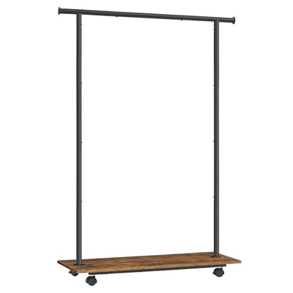 SONGMICS Clothes Rack with Wheels, Metal Garment Rack with Shelf | Clothing Rack for Hanging Clothes, 38.8 Inches, Loads up to 110 lb, Rustic Brown and Black, COLTEN Collection UHSR151B01 - color: Black, style: Single Rod