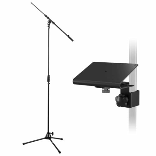 Behringer Powerplay 16 Mounting Bracket for P16-M Monitor Mixer, Bundle With H&A Tripod Microphone Stand with Telescoping Boom | Includes P16-MB bracket and tripod boom stand for mounting equipment, monitor mixing and stage performance