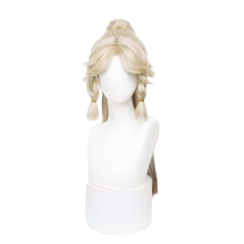 Blonde Gradient Brown Ponytail Braids Cosplay Wig Heat Resistan Synthetic Fiber Hairs for Uniex Adult Halloween Christmas Cos Party Replacement Wigs - color: Blonde Gradient Brown Ponytail Braids
