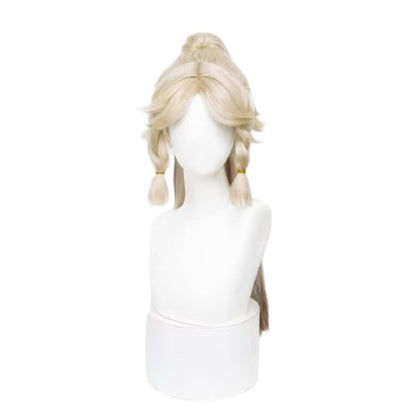 Blonde Gradient Brown Ponytail Braids Cosplay Wig Heat Resistan Synthetic Fiber Hairs for Uniex Adult Halloween Christmas Cos Party Replacement Wigs - color: Blonde Gradient Brown Ponytail Braids