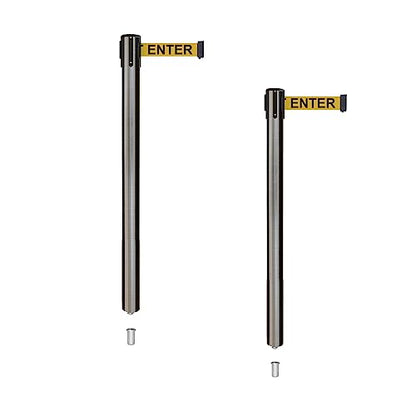 Montour Line MX630SK Retractable Belt Stanchions, Mini Socket Base, 2-Pack - color: Yellow with "CAUTION - DO NOT ENTER" Black Letters, size: 7.5 ft