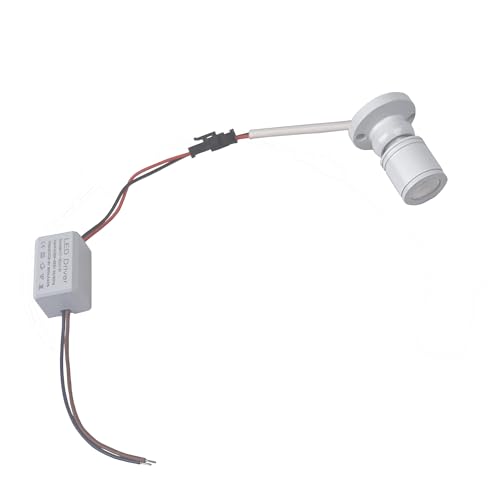 2Pack Mini Spot Light for Display Surface-Mounted 1W Cabinet Spotlights with AC 110V/220V to 3-12V Power Supply LED Driver White Shell Warm-White 3000K - color: Surface-Mounted 3000K
