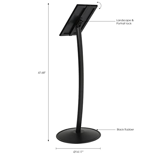 M&T Displays Simplistic Curved Menu Board Black Pedestal Sign Holder Floor Standing Aluminum Front Loading Easy Open Poster Advertisement Sign Holder for Restaurant Cafe Hotel (Black, 8.5x11 inch) - size: 8.5x11 inch