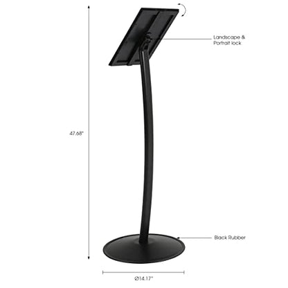 M&T Displays Simplistic Curved Menu Board Black Pedestal Sign Holder Floor Standing Aluminum Front Loading Easy Open Poster Advertisement Sign Holder for Restaurant Cafe Hotel (Black, 8.5x11 inch) - size: 8.5x11 inch