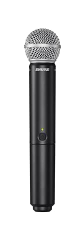Shure BLX2/SM58 Handheld Wireless Transmitter H10 Band (542–572 MHz) – SM58 Cardioid Dynamic Capsule, Up to 14 Hr Battery, 300 ft Range, Compatible with BLX Receivers | SM58 capsule with cardioid pattern and BLX series transmitter for singing, speech and