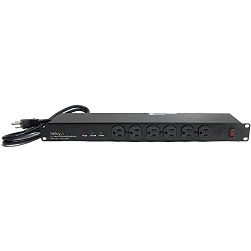 StarTech 16-Outlet 1U PDU, 120V/15A, Surge, 6ft Cord, TAA (RKPW161915) - style: 16-port|15A|Surge Protect