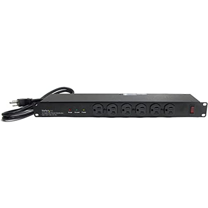StarTech 16-Outlet 1U PDU, 120V/15A, Surge, 6ft Cord, TAA (RKPW161915) - style: 16-port|15A|Surge Protect