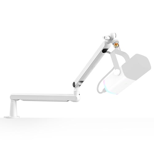 FIFINE BM88W Low Profile Mic Boom Arm for Podcast Recording Streaming - color: White