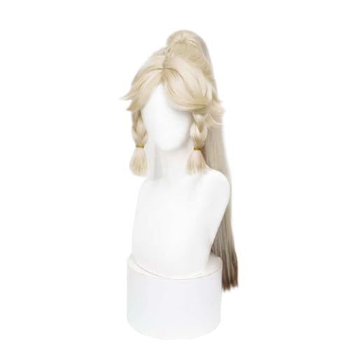 Blonde Gradient Brown Ponytail Braids Cosplay Wig Heat Resistan Synthetic Fiber Hairs for Uniex Adult Halloween Christmas Cos Party Replacement Wigs - color: Blonde Gradient Brown Ponytail Braids