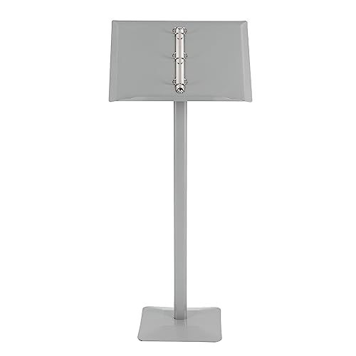 Vertical Flip Menu Display Stand, Floor Standing Sign Holder (Silver) | Sturdy Aluminum Alloy And Iron Frame, 45in Tall, 12.6" X 11" Non Slip Base. Ring Binder Holds Menus. Ideal For Restaurants - color: Silver