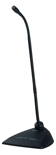 Shure MX418D/C Cardioid Condenser Gooseneck Microphone | 18-inch gooseneck mic with desktop base, 10-ft cable, logic functions, programmable switch and LED indicator - size: 18" Gooseneck, style: Cardioid