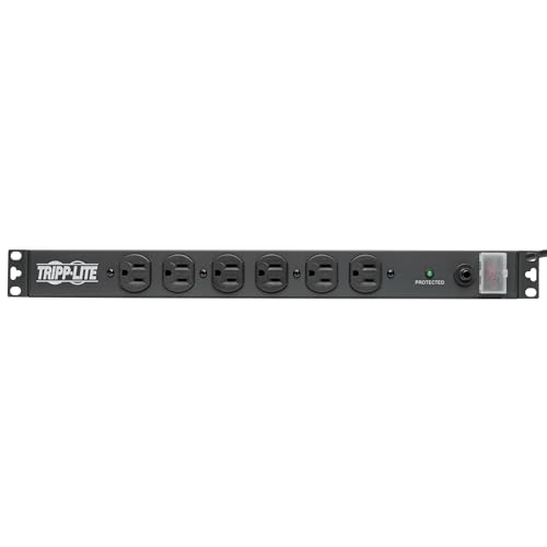 Tripp Lite 14-Outlet Rack Mount Surge Protector Power Strip PDU, 15A, 120V, 3000 Joules, 15ft Cord with 5-15P Plug, 1U Horizontal Rack Mount, Lifetime Manufacturer's Warranty (DRS-1215) - size: 15 Amps, style: Surge Protection