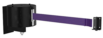WM6500 Series Extra Long Span 65' Wall Mounted Retractable Belt Barrier w/Pivoting Wall Mount and Loop Receiving End, Purple Belt - color: Purple Belt