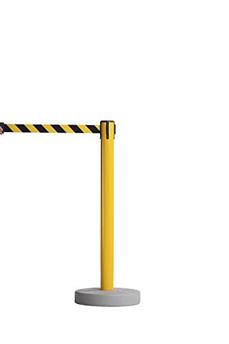 Crowd Control Warehouse - CCW Set of 2 Retractable Belt Barrier Stanchion, Water Fillable Base MSH630-11 Foot Belt, Black with Black PVC Plastic Post - color: Black, size: Black Post
