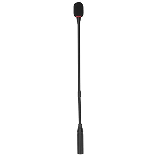 Dynamic Microphone, 3 Pin Straight Plug Quick Mounted Corded Voice Condenser Microphone, 18in Aluminum Alloy Commercial Audio Desktop Paging Microphone for Conference