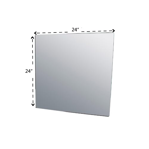 Marketing Holders Acrylic Mirror Sheet 24 x 24 Polished Edge with Film Masking Lightweight Durable Ideal for Home Architectural Design Kids Vanity Gym - size: 24"L x 24"W